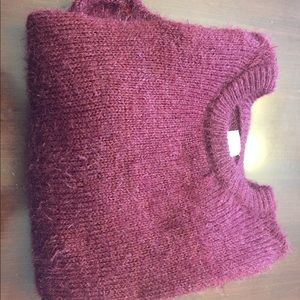 Fluffy maroon sweater